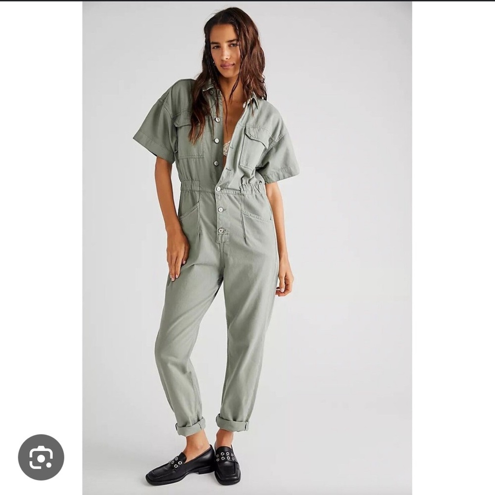 Free People Marci Coveralls in washed army